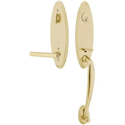 EmtekEmtek Marietta Tubular Entrance Handleset With Freestone Lever in 
