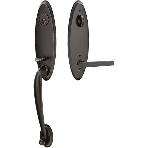 EmtekEmtek Marietta Tubular Entrance Handleset With Freestone Lever in 