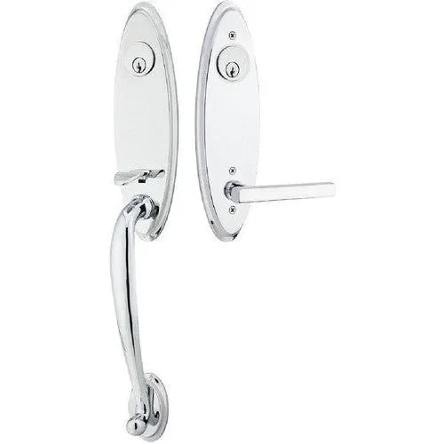 EmtekEmtek Marietta Tubular Entrance Handleset With Freestone Lever in 