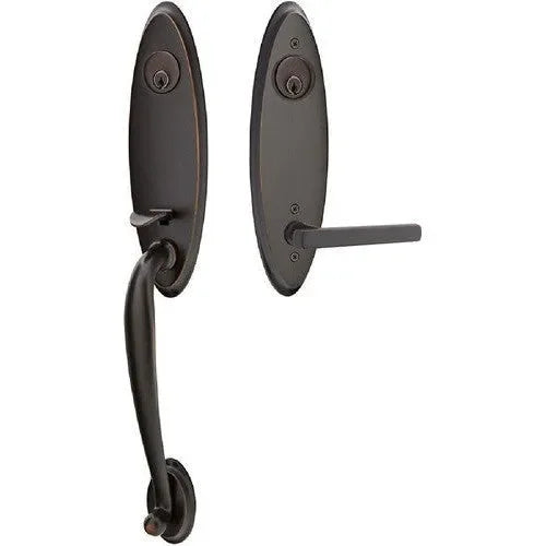 EmtekEmtek Marietta Tubular Entrance Handleset With Freestone Lever in 