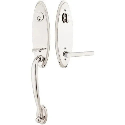 EmtekEmtek Marietta Tubular Entrance Handleset With Freestone Lever in 