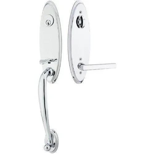 EmtekEmtek Marietta Tubular Entrance Handleset With Freestone Lever in 