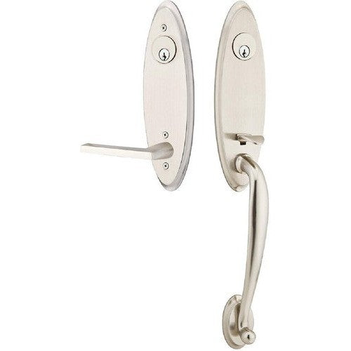 Emtek Marietta Tubular Entrance Handleset With Helios Lever in finish