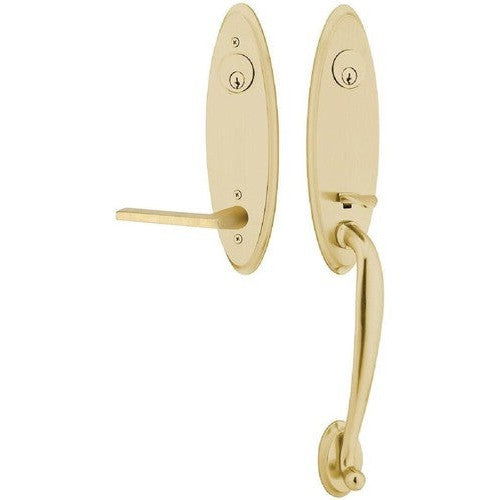 Emtek Marietta Tubular Entrance Handleset With Helios Lever in finish