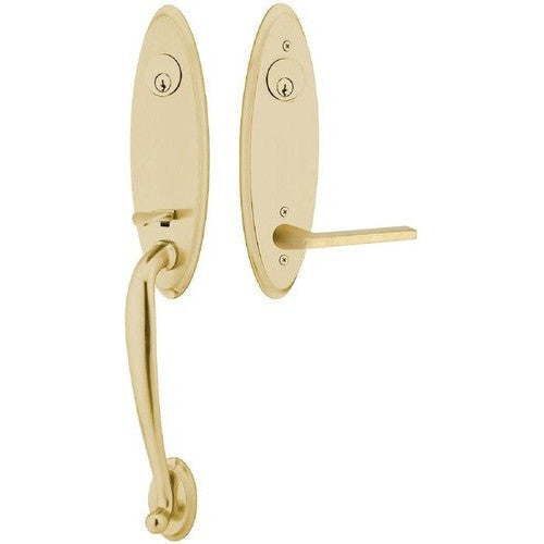 Emtek Marietta Tubular Entrance Handleset With Helios Lever in finish