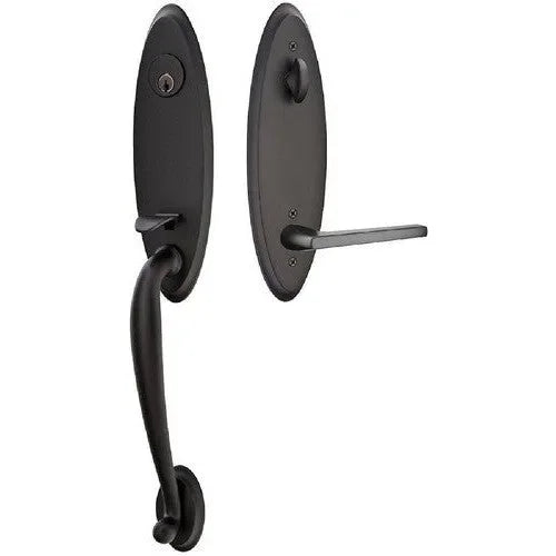 Emtek Marietta Tubular Entrance Handleset With Helios Lever Flat Black