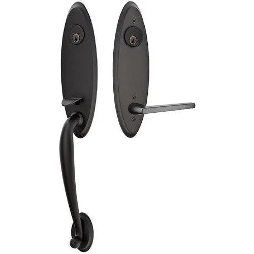 Emtek Marietta Tubular Entrance Handleset With Helios Lever Flat Black