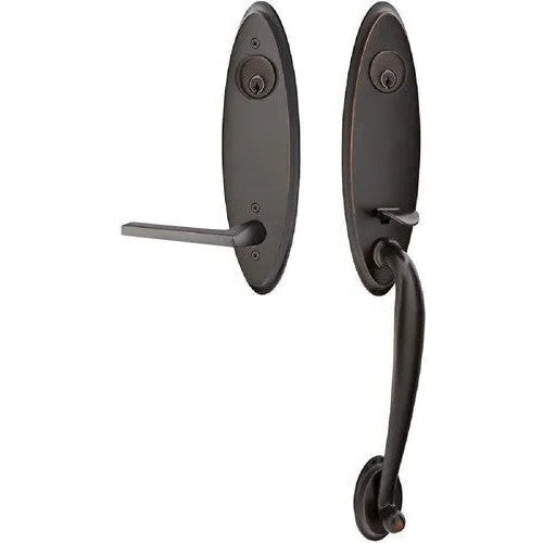 Emtek Marietta Tubular Entrance Handleset With Helios Lever Oil Rubbed Bronze