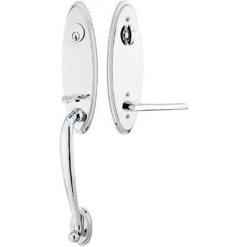 Emtek Marietta Tubular Entrance Handleset With Helios Lever Polished Chrome