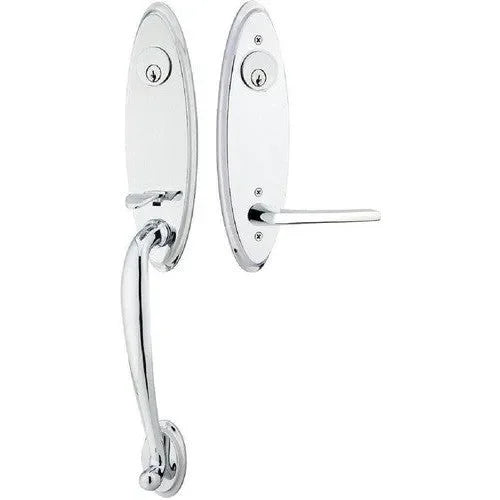 Emtek Marietta Tubular Entrance Handleset With Helios Lever Polished Chrome