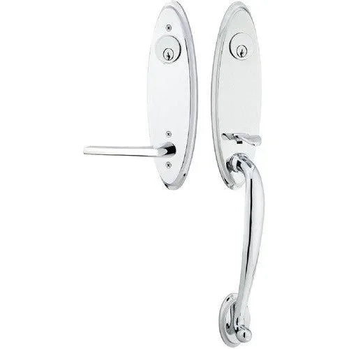 Emtek Marietta Tubular Entrance Handleset With Helios Lever Polished Chrome