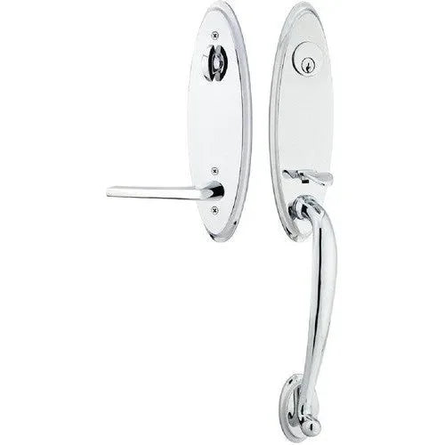 Emtek Marietta Tubular Entrance Handleset With Helios Lever Polished Chrome