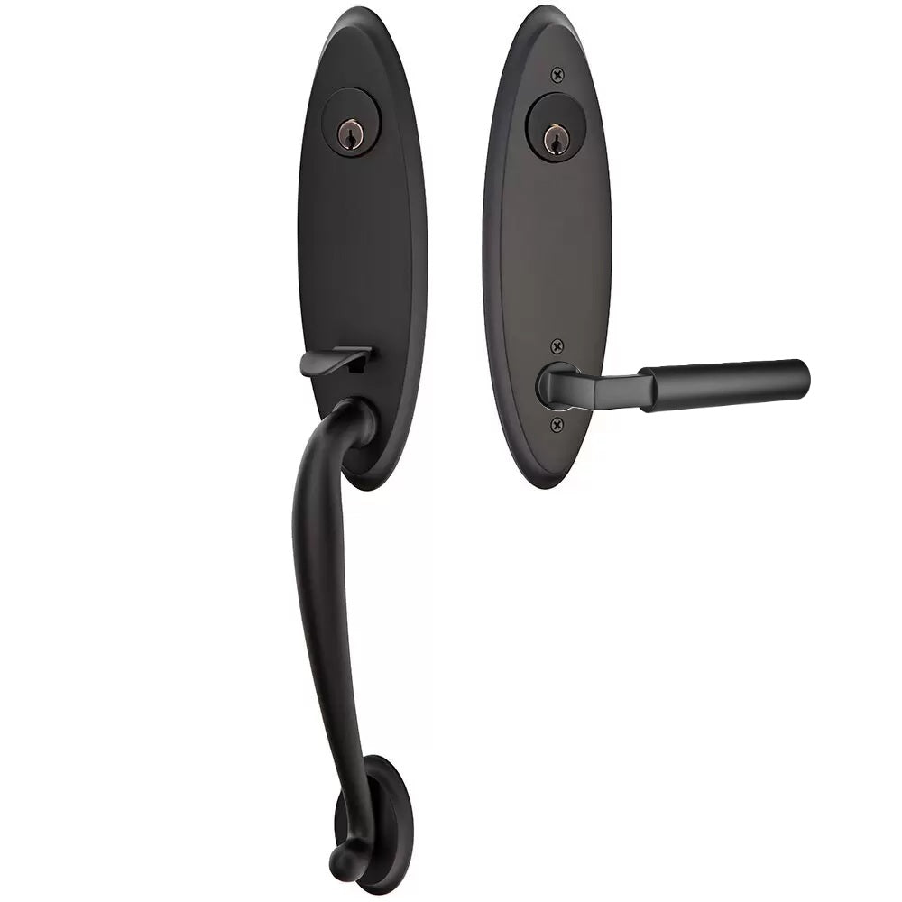 Emtek Marietta Tubular Entrance Handleset With Hercules Lever Oil Rubbed Bronze
