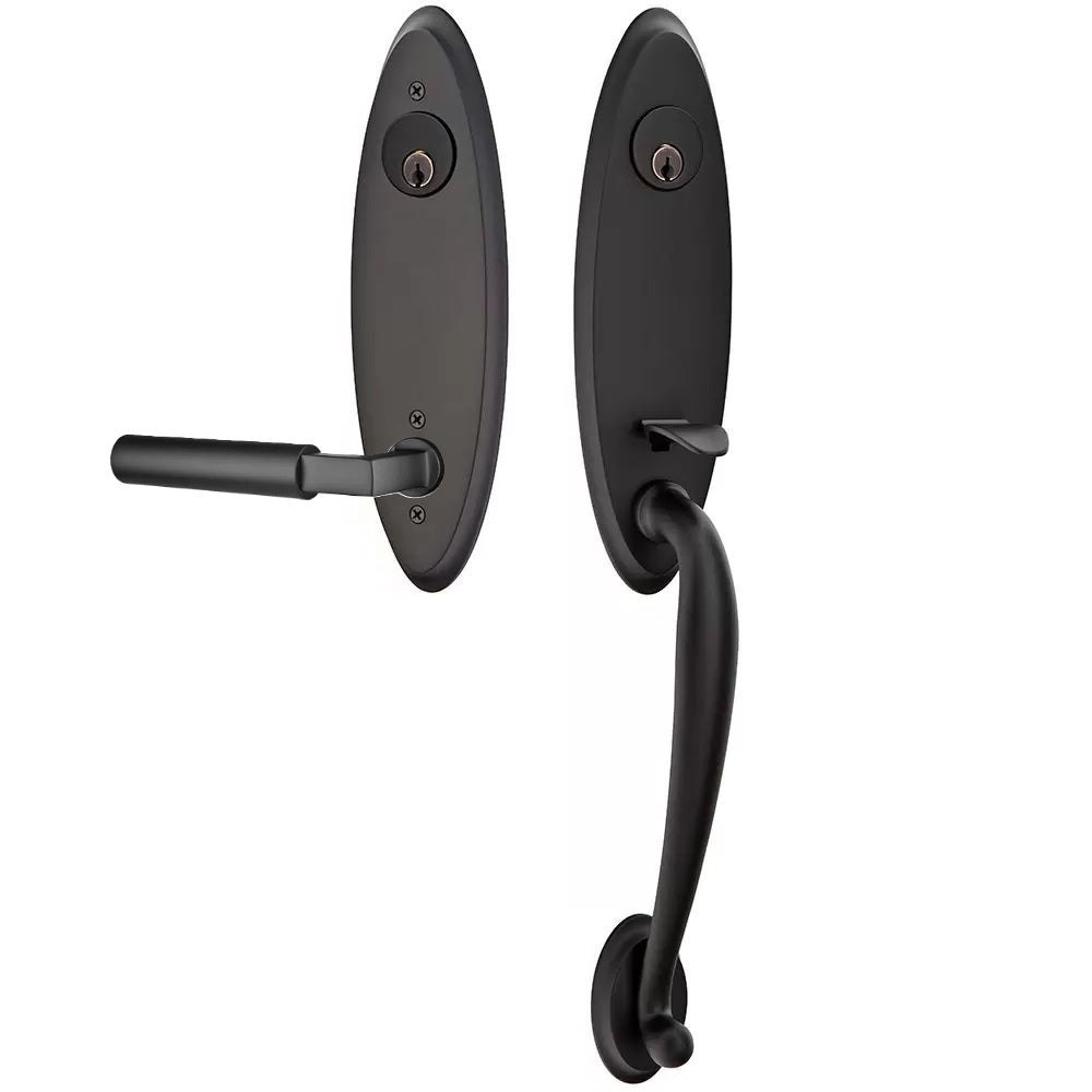 Emtek Marietta Tubular Entrance Handleset With Hercules Lever Oil Rubbed Bronze
