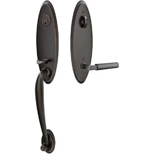 Emtek Marietta Tubular Entrance Handleset With Hercules Lever in Oil Rubbed Bronze finish