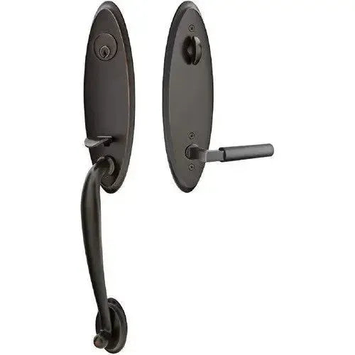 Emtek Marietta Tubular Entrance Handleset With Hercules Lever in Oil Rubbed Bronze finish