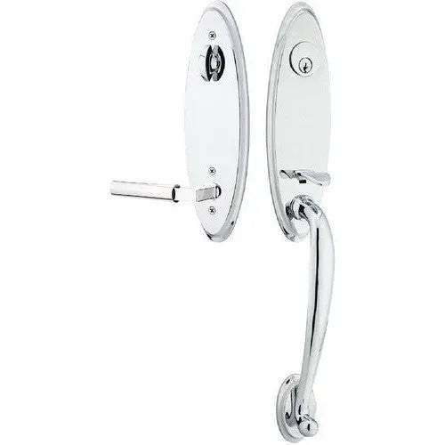 Emtek Marietta Tubular Entrance Handleset With Hercules Lever in Polished Chrome finish