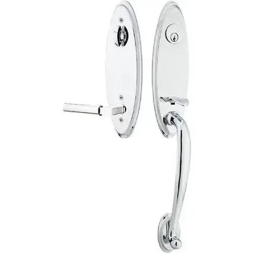 Emtek Marietta Tubular Entrance Handleset With Hercules Lever in Polished Chrome finish
