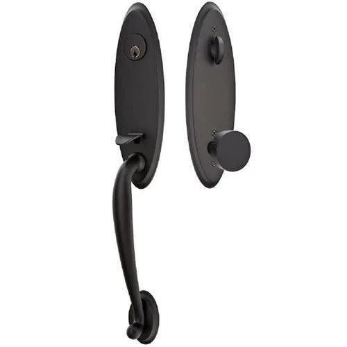 Emtek Marietta Tubular Entrance Handleset With Round Knob Flat Black
