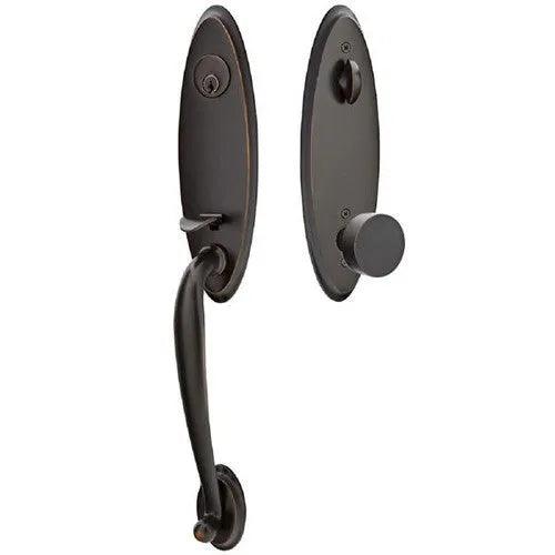 Emtek Marietta Tubular Entrance Handleset With Round Knob Oil Rubbed Bronze