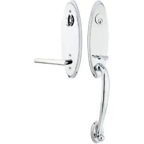 Emtek Marietta Tubular Entrance Handleset with Stuttgart Lever in Polished Chrome finish