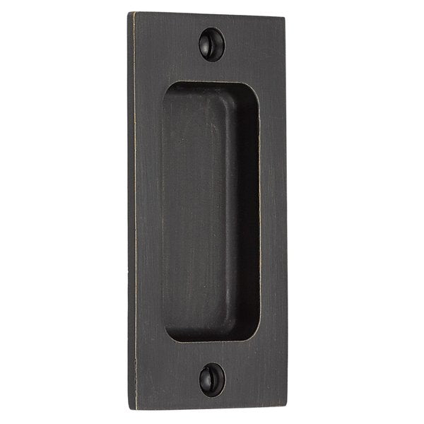 Emtek 4" Rustic Modern Rectangular Flush Pull in Medium Bronze Patina finish