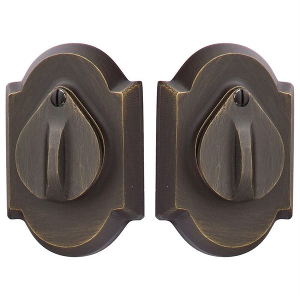 Emtek Double Cylinder #1 Sandcast Bronze Keyed Deadbolt with Flap in Medium Bronze Patina finish