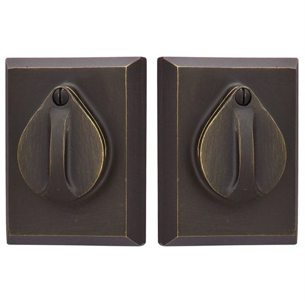 Emtek Double Cylinder #3 Sandcast Bronze Keyed Deadbolt with Flap in Medium Bronze Patina finish