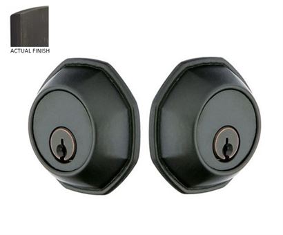 Emtek Double Cylinder Octagon Tuscany Bronze Keyed Deadbolt in Medium Bronze Patina finish