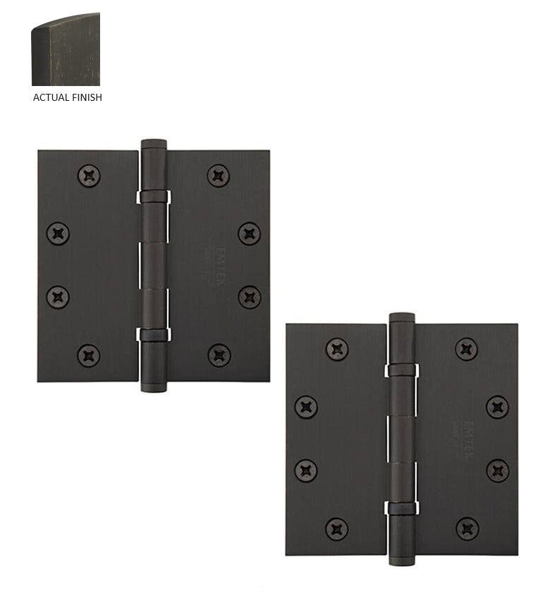 Emtek Heavy Duty Steel Ball Bearing Hinge, 4.5" x 4.5" with Square Corners in Medium Bronze Patina finish