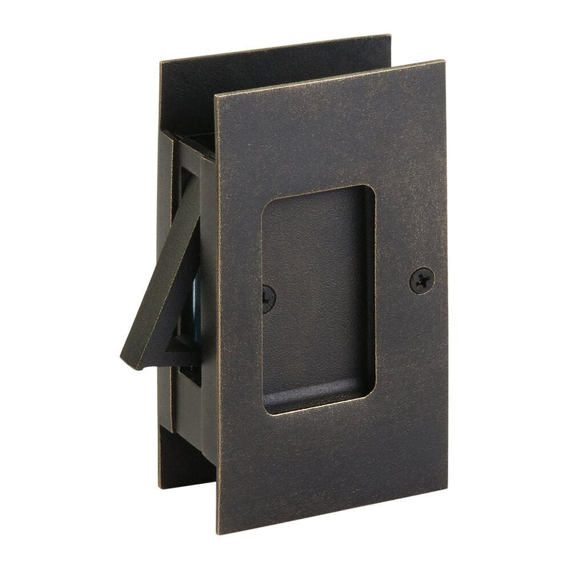 Emtek Passage Modern Rectangular Pocket Door Lock in Medium Bronze Patina finish