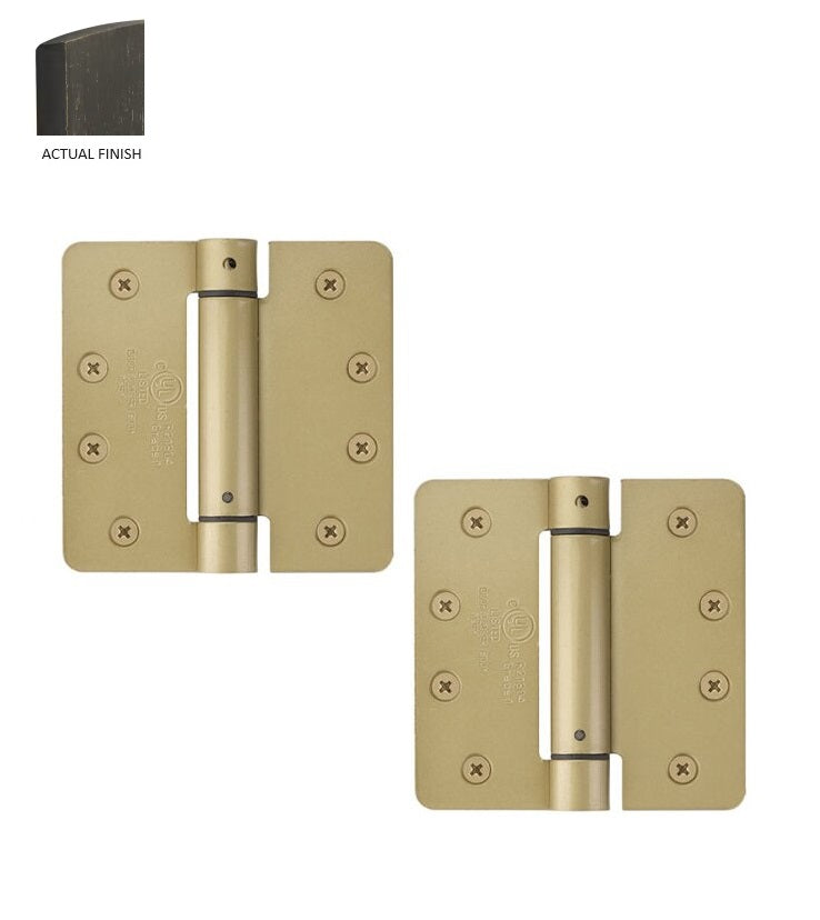 Emtek Plated Steel UL Listed Spring Hinge, 4" x 4" with 1/4" Radius Corners in Medium Bronze Patina finish