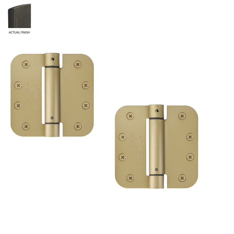 Emtek Plated Steel UL Listed Spring Hinge, 4" x 4" with 5/8" Radius Corners in Medium Bronze Patina finish