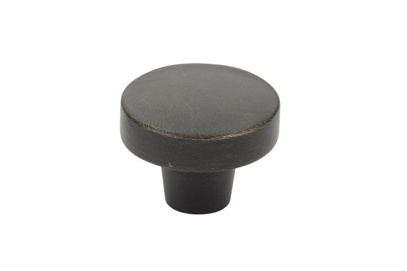 The Emtek Rustic Modern Round Cabinet Knob, 1 3/4" in Medium Bronze Patina finish