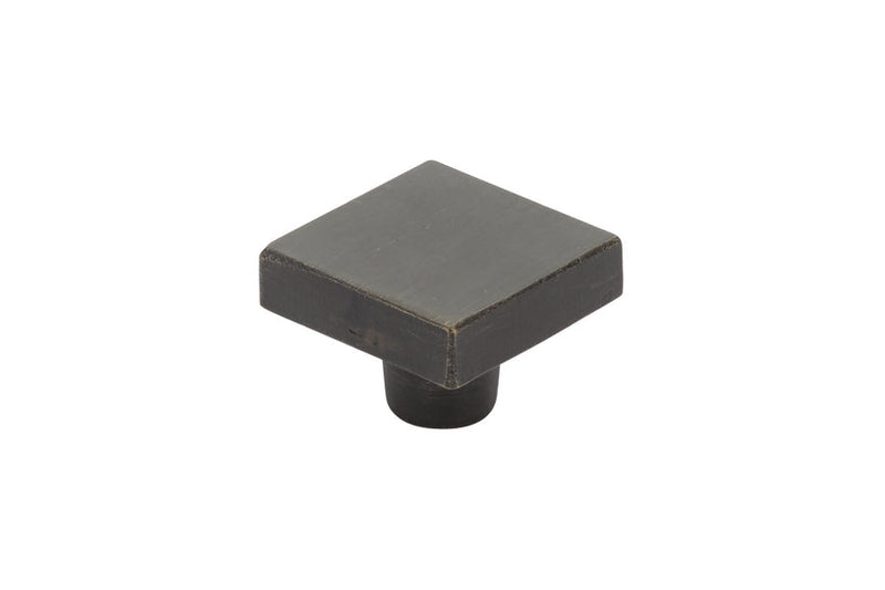 The Emtek Rustic Modern Square Cabinet Knob, 1 1/4" in Medium Bronze Patina finish