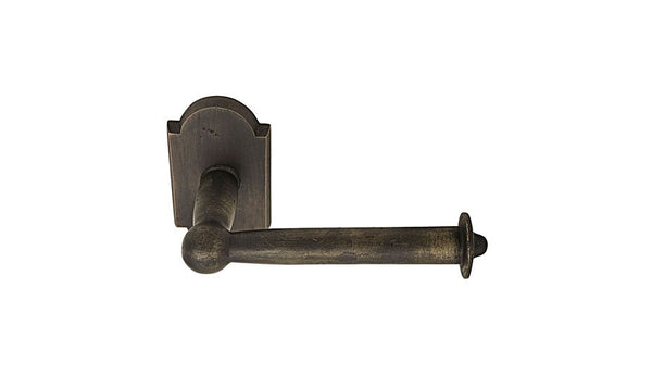 Emtek Sandcast Bronze Paper Holder - Bar Style (3" Projection) With #1 Rosette in Medium Bronze Patina finish