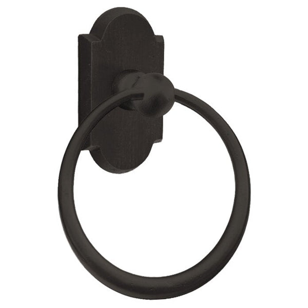 Emtek Sandcast Bronze Towel Ring (6 1/2" Diameter) With #1 Rosette in Medium Bronze Patina finish