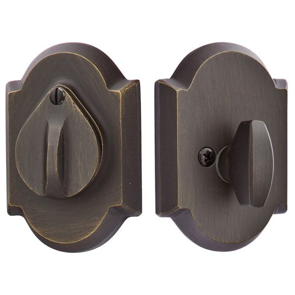 Emtek Single Cylinder #1 Sandcast Bronze Keyed Deadbolt with Flap in Medium Bronze Patina finish