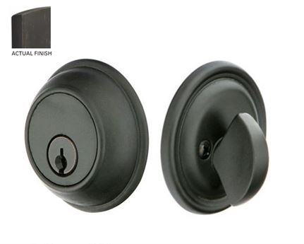 Emtek Single Cylinder Classic Tuscany Bronze Keyed Deadbolt in Medium Bronze Patina finish