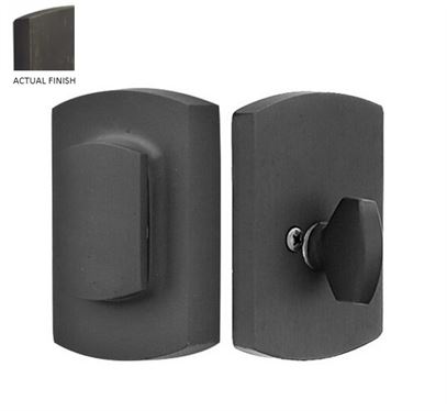 Emtek Single Cylinder Ridgemont Sandcast Bronze Keyed Deadbolt with Flap in Medium Bronze Patina finish