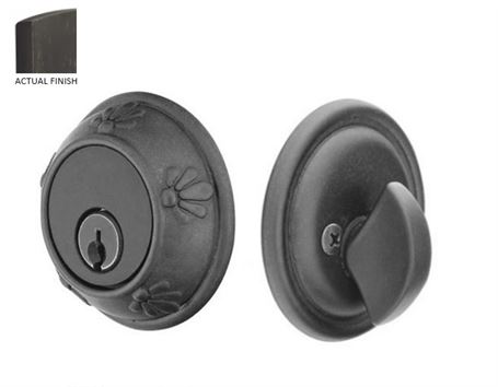 Emtek Single Cylinder Tuscany Bronze Keyed Deadbolt in Medium Bronze Patina finish