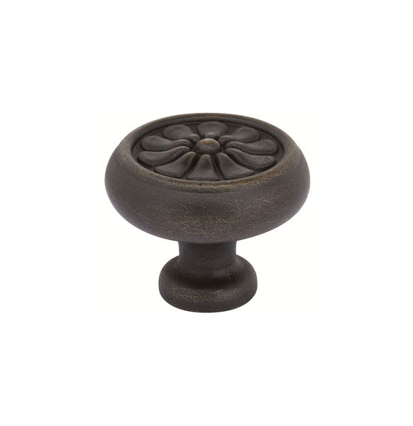 The Emtek Tuscany Bronze Petal Cabinet Knob, 1 3/4" in Medium Bronze Patina finish