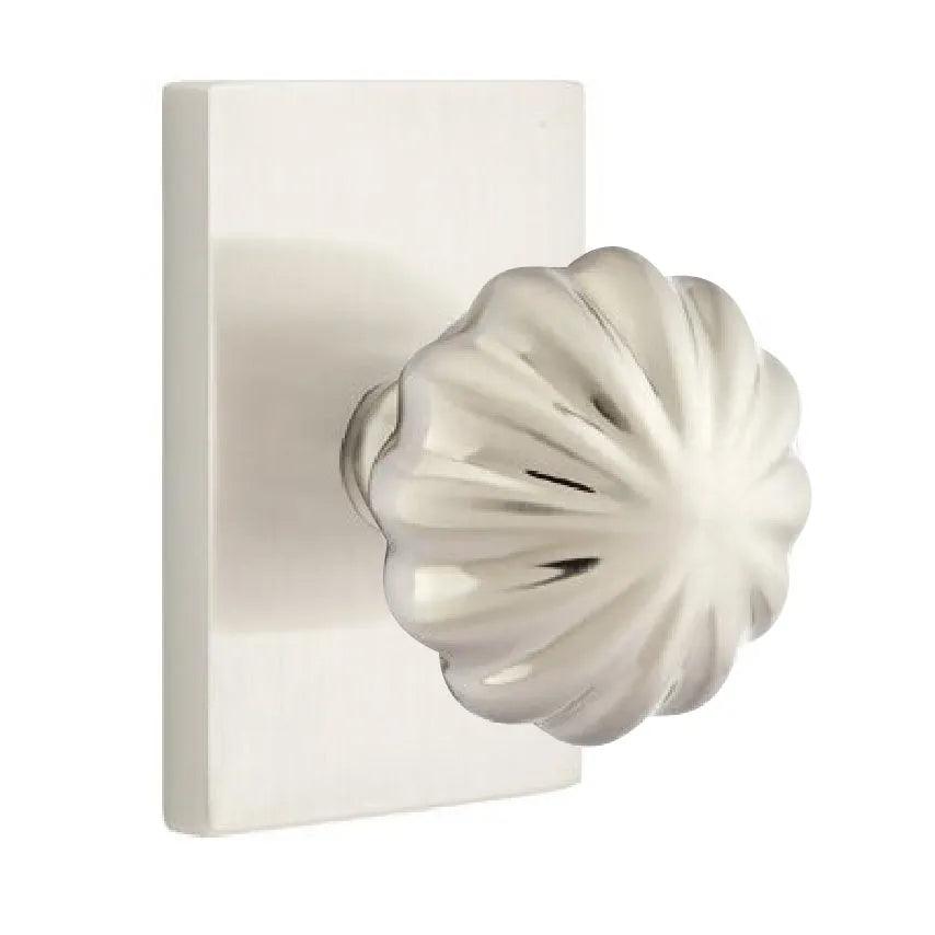 EmtekEmtek Melon Knob With Modern Rectangular Rosette in 