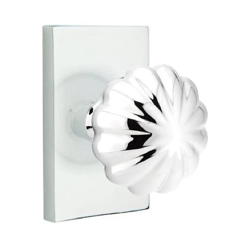 EmtekEmtek Melon Knob With Modern Rectangular Rosette in 