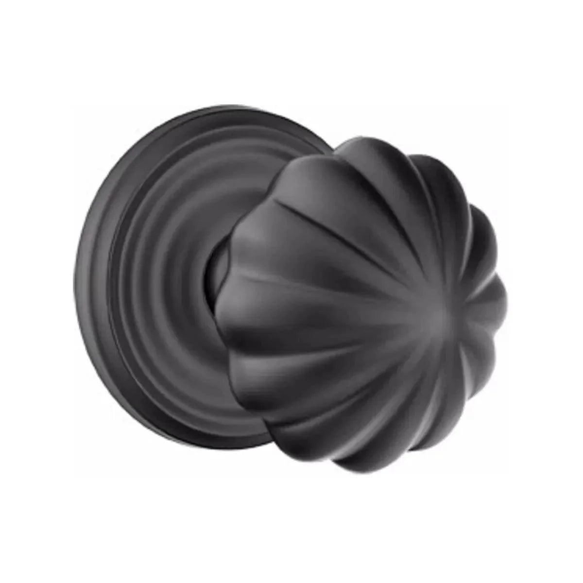 Emtek Melon Knob with Regular Rosette Flat Black