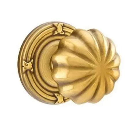 Emtek Melon Knob with Ribbon & Reed Rosette French Antique
