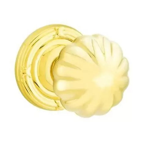 Emtek Melon Knob with Ribbon & Reed Rosette Lifetime Polished Brass