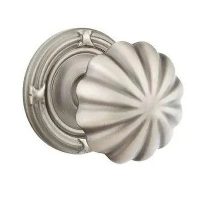 Emtek Melon Knob with Ribbon & Reed Rosette Pewter