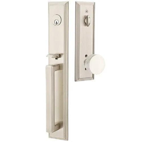 Emtek Melrose Tubular Entrance Handleset With Bern Knob in Satin Nickel finish