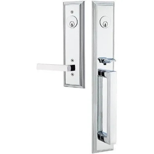 Emtek Melrose Tubular Entrance Handleset With Dumont Lever Polished Chrome